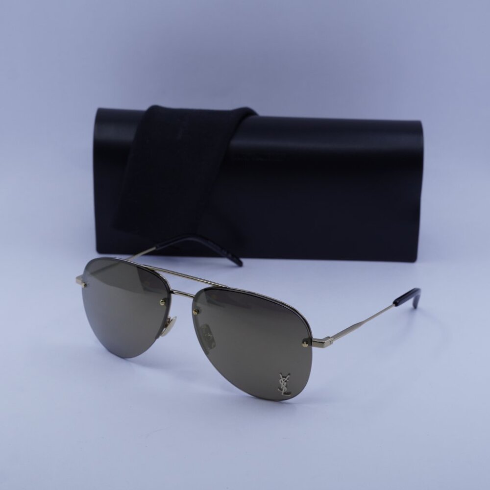 Saint Laurent CLASSIC 11 M 004 Aviator Sunglasses - Gold/Brown Mirror - Picture 5 of 12